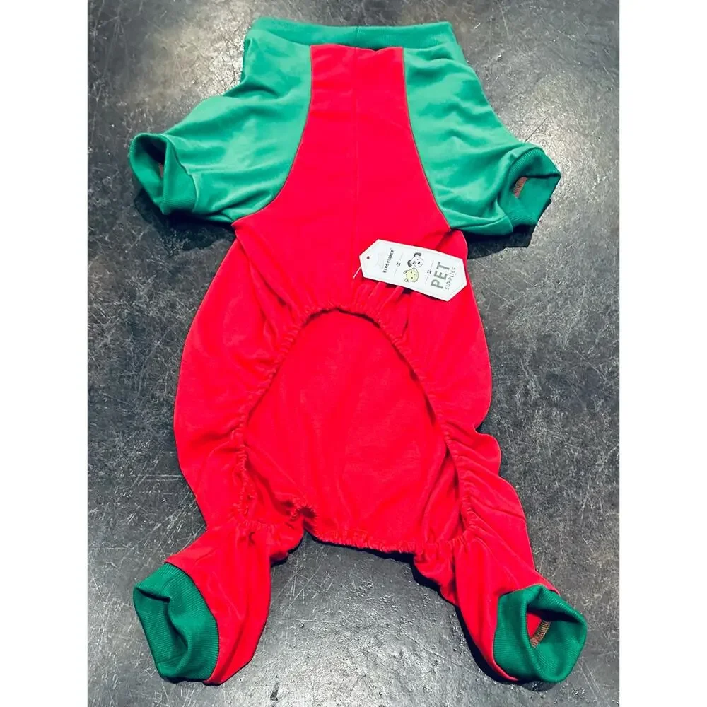 Dog Christmas Pajamas for Med-Large Dog Outfit Clothes, Stretchy Pet Jumpsuit 3X